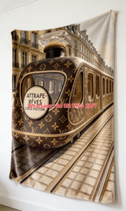 LV Monogram Train Print Flannel Throw Blanket 492